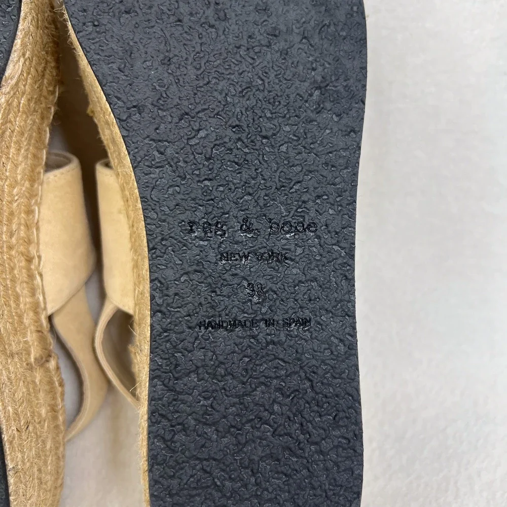 Rag & Bone Brown Odyssey Suede Espadrille Wedge Sandal Size 38 US 8